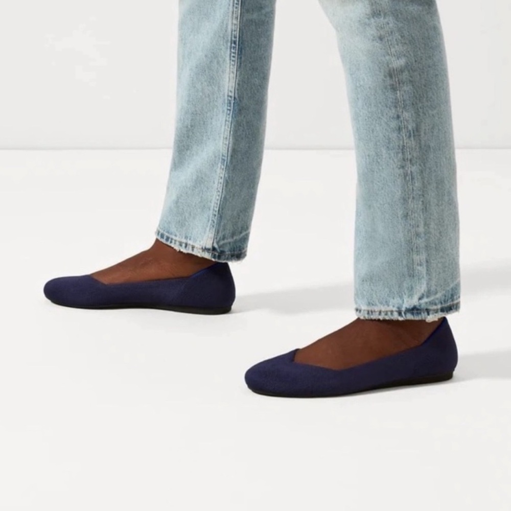 Rothys The Flat Women's Navy Blue Round Toe Slip on Flat Shoes